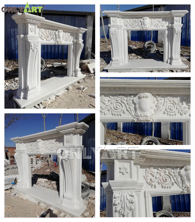 white marble statue fireplace