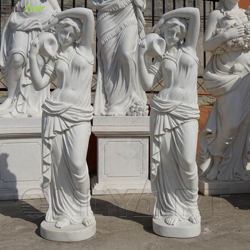 Cheap marble standing women goddess garden statue with flowerpots