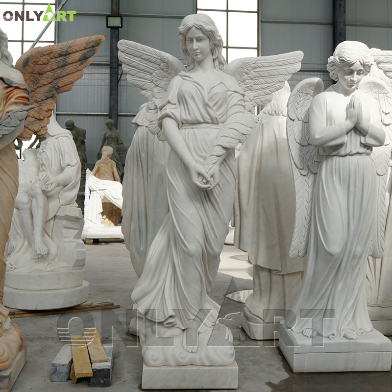 Cheap white marble beautiful angel statue art design sculpture for sale