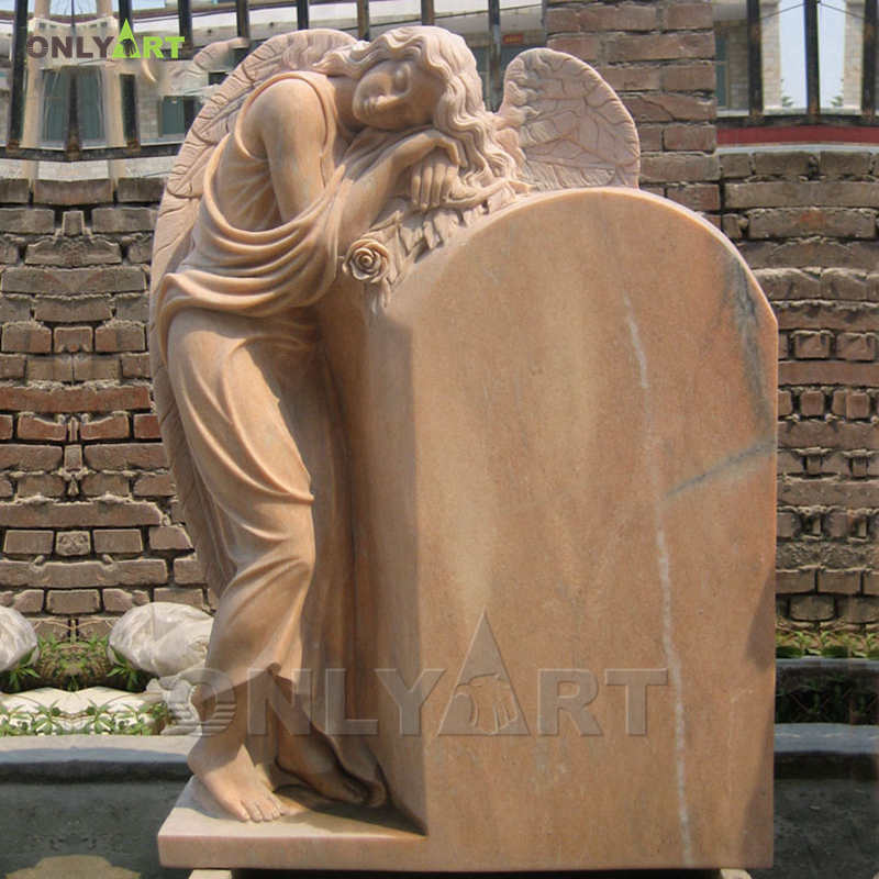 Classic designs marble single headstones with angel OLA-T086