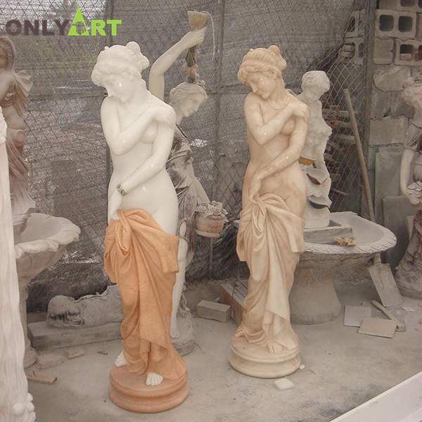 Colorful beautiful marble sexy naked ladies statue for sale