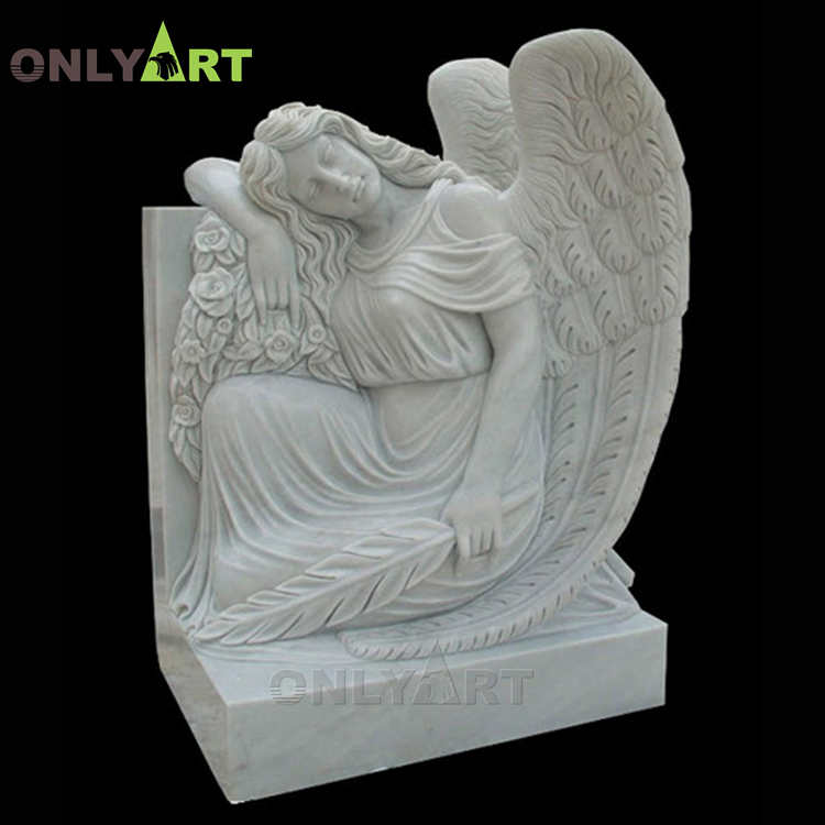 Customized marble angel statues for graves yard OLA-T093