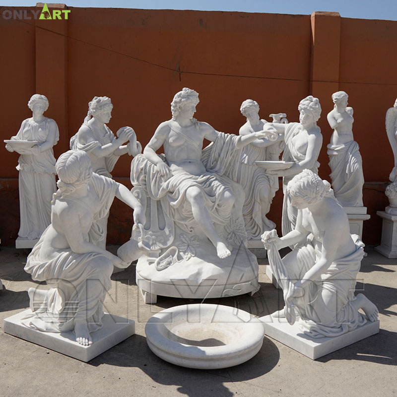 Factory stock spectacular white marble bathing of apollo statue