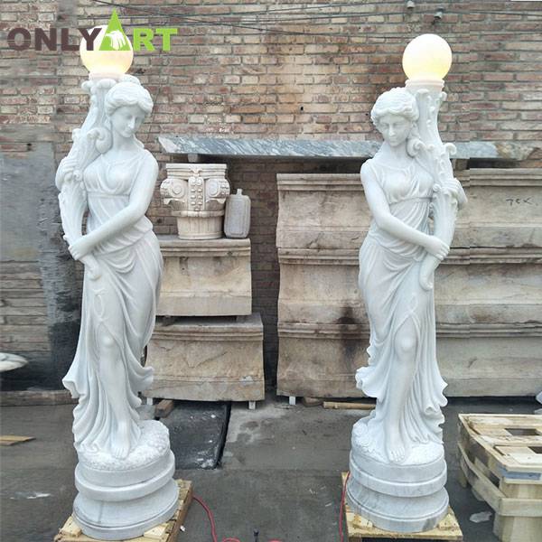 Factory wholesale life size women sculpture Greek Statue with lamp
