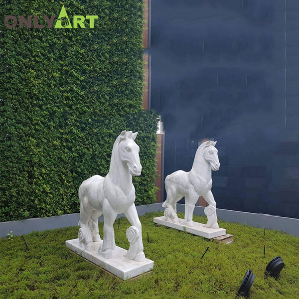 Famous standing marble Roman horse statue with base OLA-A107