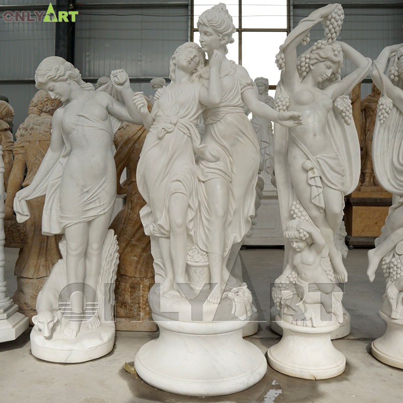 Garden decoration beautiful marble sister statue sculpture for sale