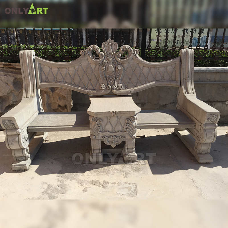 Garden decoration marble dining table with bench OLA-B005