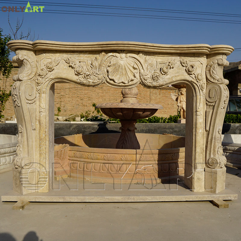 Hand carved fireplace from yellow marble material OLA-M134