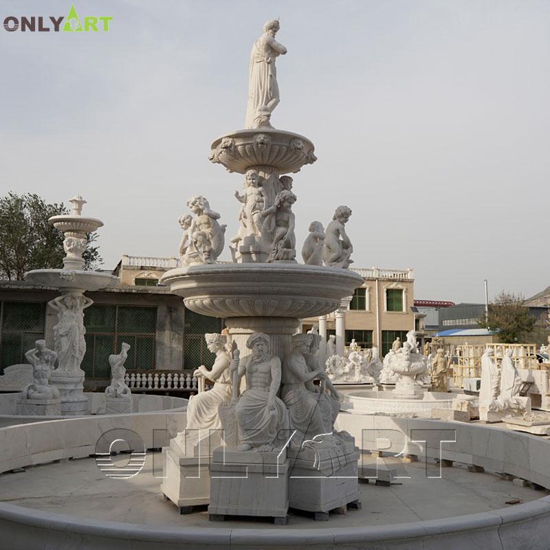 High quality white marble large poseidon water fountain for sale