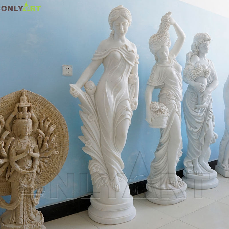 Indoor high quality standing pure white woman statue