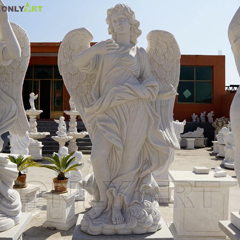 Life size beautiful marble angel with wings statue