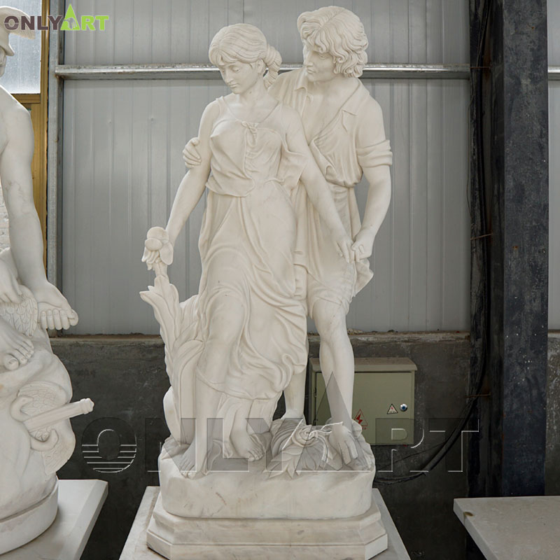 Life size modern marble couple sculpture for garden decoration