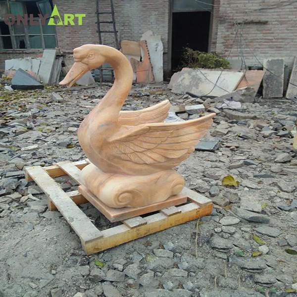 Life size yellow marble swan sculpture for sale