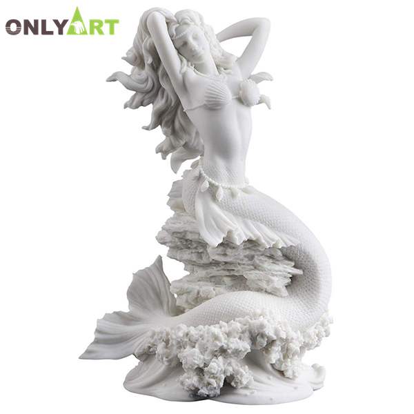 Marble beautiful mermaid sculpture art for garden decoration