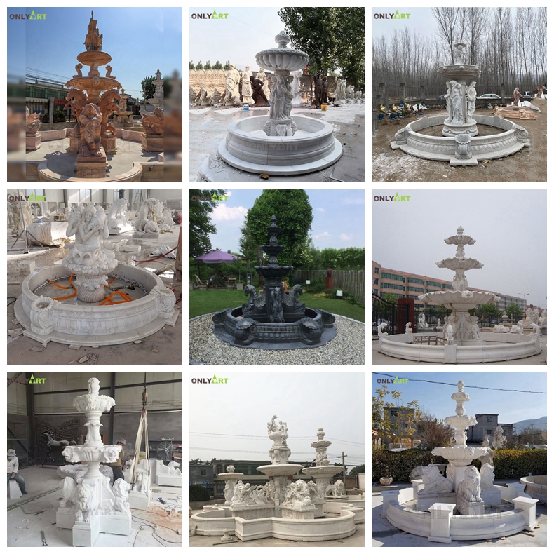 Marble figure fountain and animal fountain