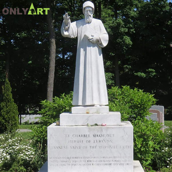 Marble standing saint sculpture St Charbel statue for sale