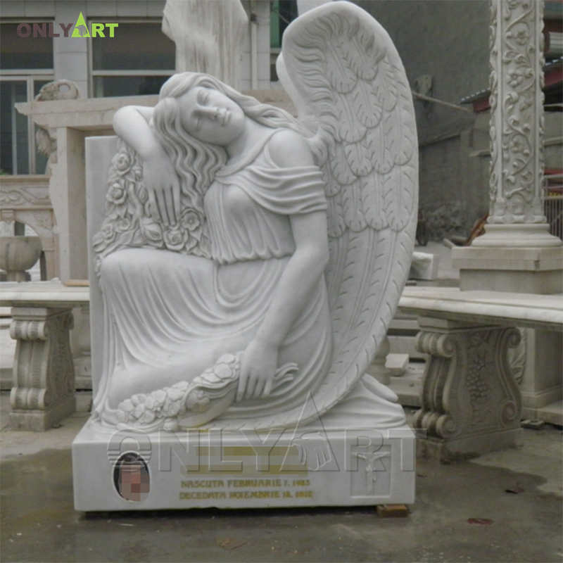 Marble woman angel gravestone statue for sale OLA-T092