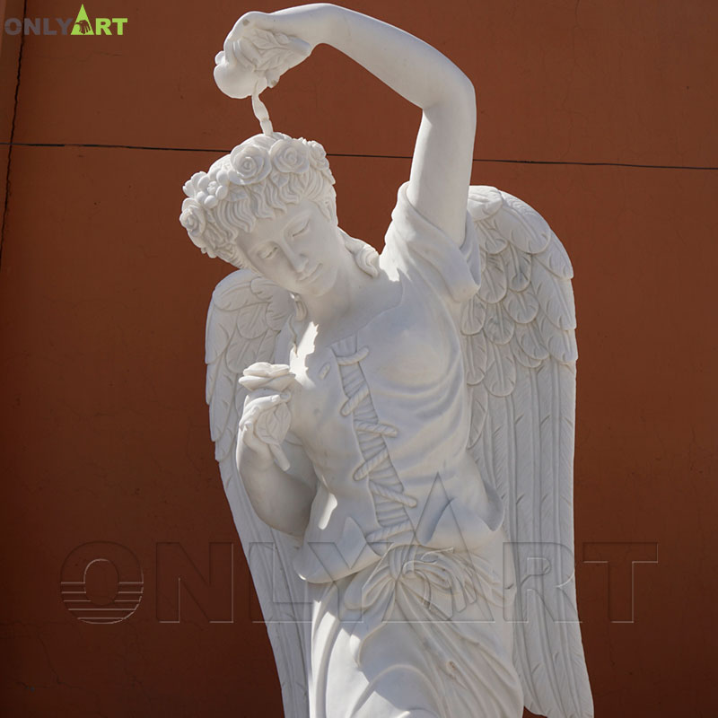 Outdoor life size beautiful standing marble woman angel sculpture for sale