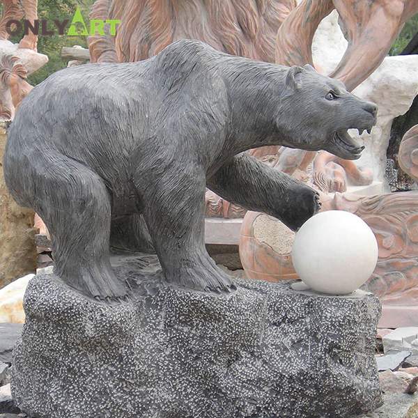 Outdoor life size modern grey polar bear statue for sale