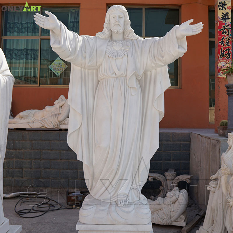 Outdoor life size standing Saint Christian religious white marble Jesus statue for sale