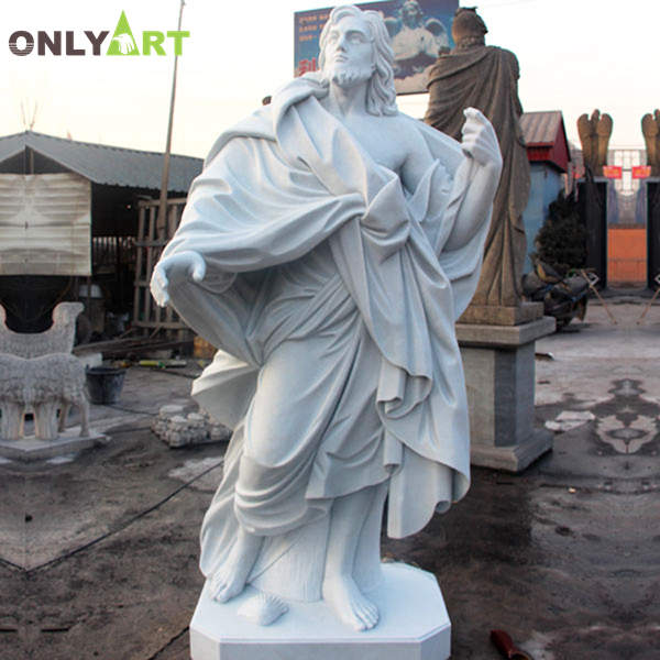 Outdoor white marble life size St James statue for sale