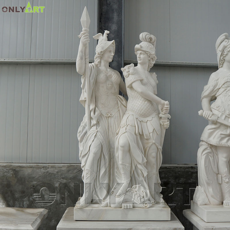 Roman life size marble girl soldier sculpture for sale