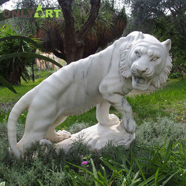 Standing white marble tiger statue for garden OLA-A098