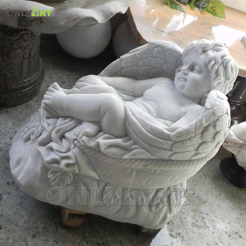 White marble cherub garden statue for sale OLA-T087
