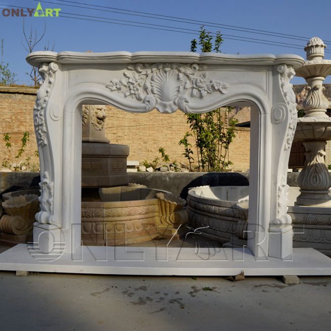 White natural surround marble stone fireplaces OLA-M133