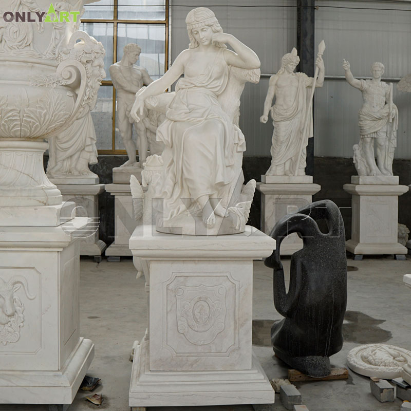 Wholesale large marble resting woman sculpture on chair