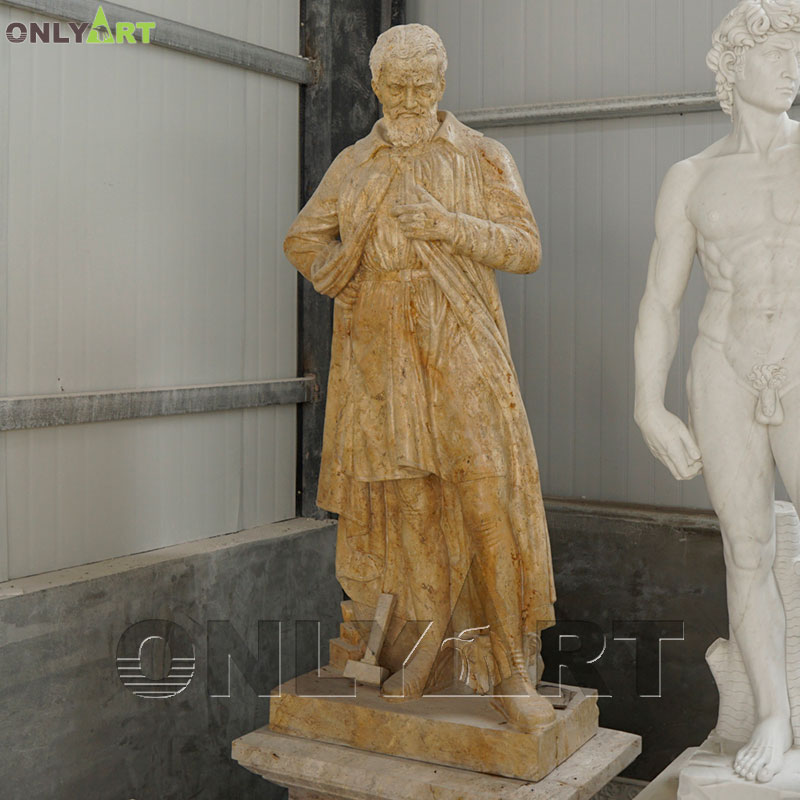 Yellow marble ancient greek marble sculptures man statue for garden decoration