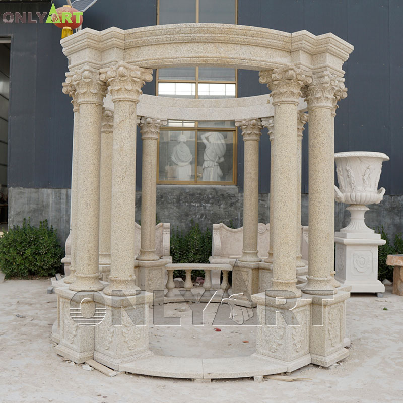 Yellow travertine marble gazebo for backyard