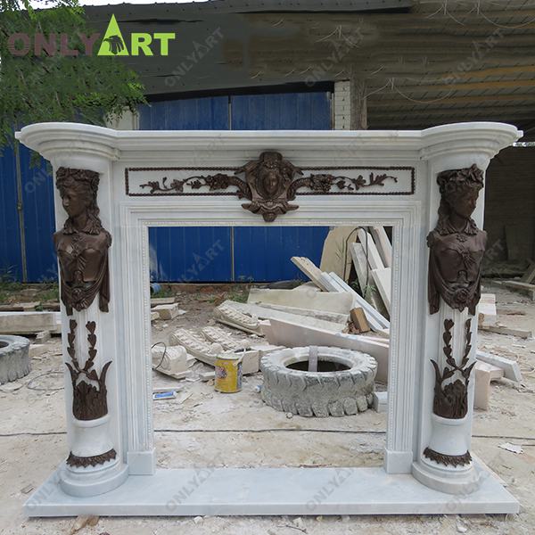 marble column fireplace mantel