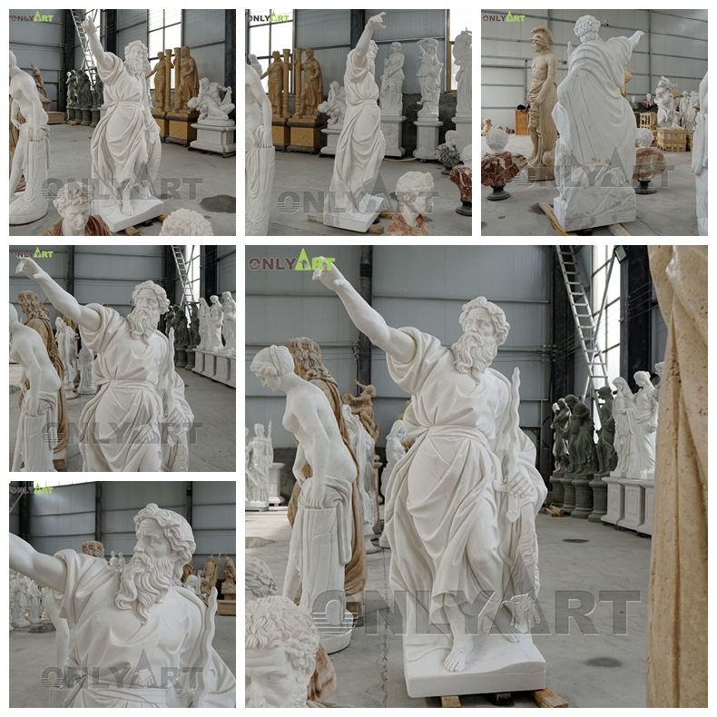 Large Size White Marble Saint Elijah Statue With Sword Onlyart