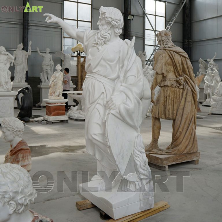 Large Size White Marble Saint Elijah Statue With Sword Onlyart