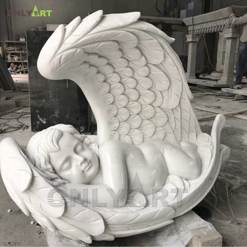 white marble sleeping angel statue baby sculpture for sale OLA-T084