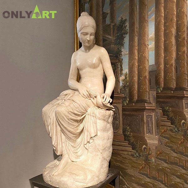 Hand Carved High Quality White Marble Seated Nymph Statue