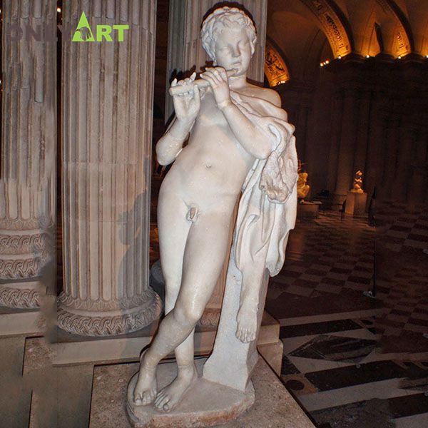 High Quality Marble Statue Young Satyr Playing The Flute