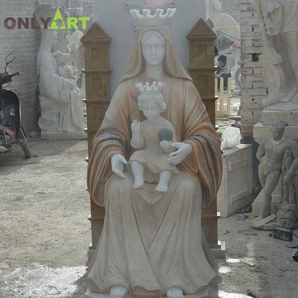 Life Size Sitting Marble Mother Mary Garden Statue