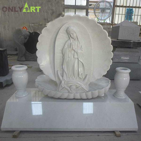 Virgin Mary headstone Catholic grave designs statue