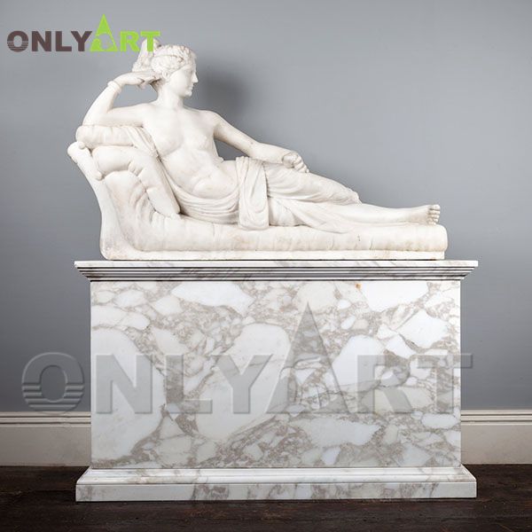 White marble nude sexy lying lady statue for sale