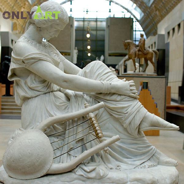 Beautiful sitting marble Sappho statue by James Pradier