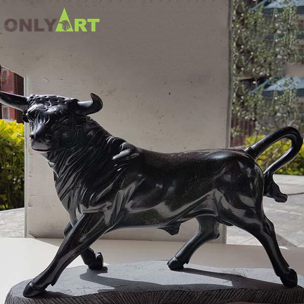 Black Belgian Marble Bull Statue For Garden