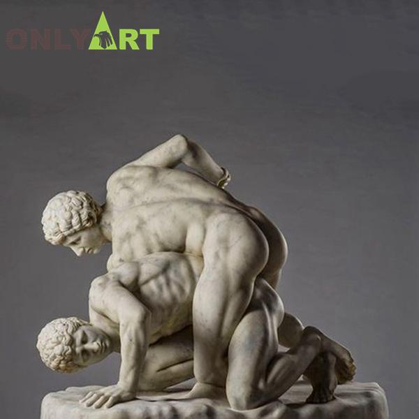 Classic design life size marble two wrestlers sculpture