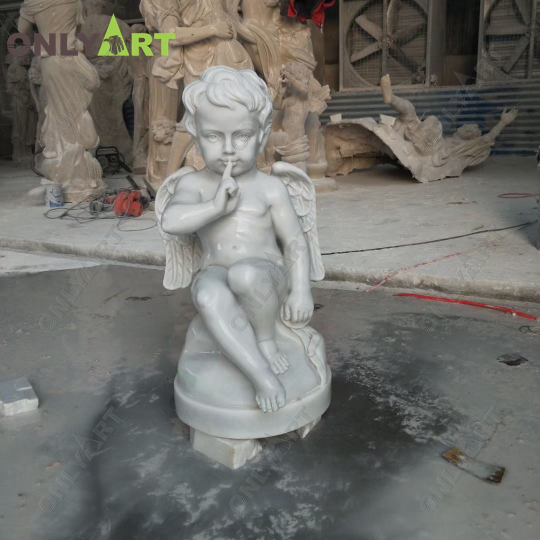 Factory customized high quality natural marble cupid statue for sale