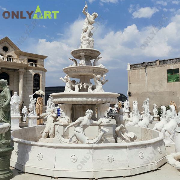 Factory stock natural marble outdoor large garden fountain for sale