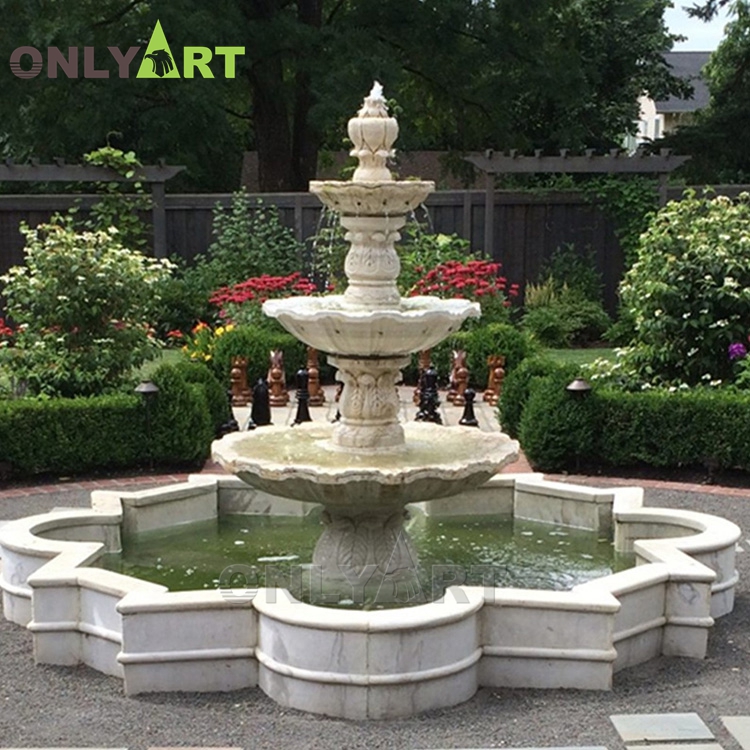 Classic tiered marble fountain design for garden decor OLA-F292