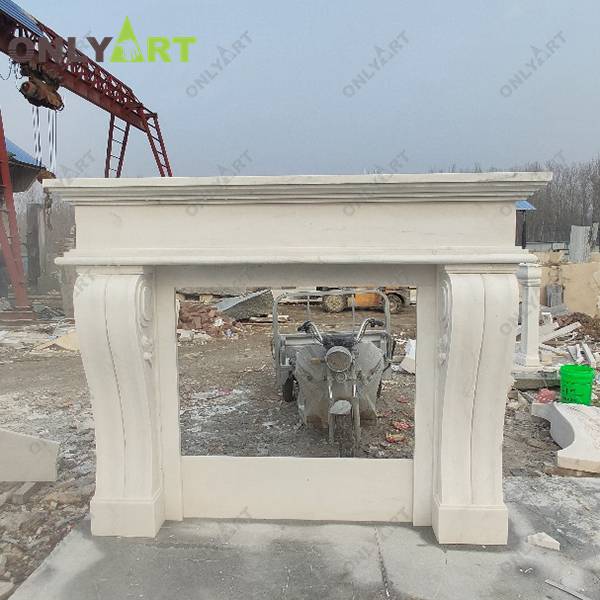 Factory natural white modern marble fireplace surround for sale