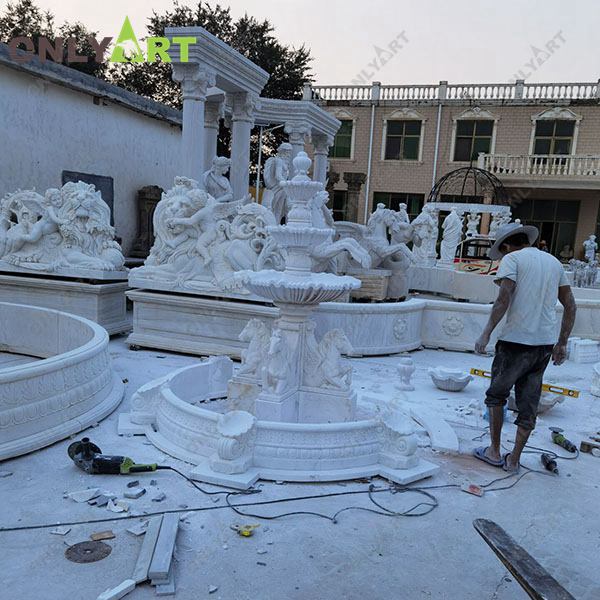 Factory stock white marble horse water fountain for sale