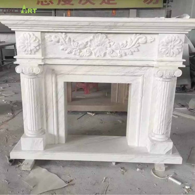 Indoor decoration cheap white marble fireplace for sale OLA-M146